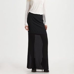 T by Alexander Wang Silk Semi Sheer Maxi Skirt